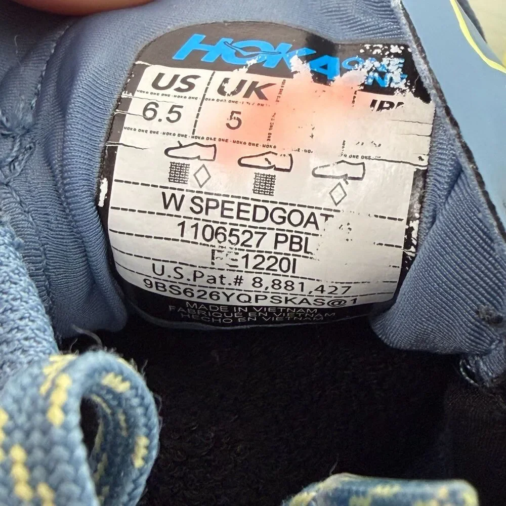 Hoka One One Womens 6.5 Speedgoat 4 Blue Trail Running Shoes Vibram